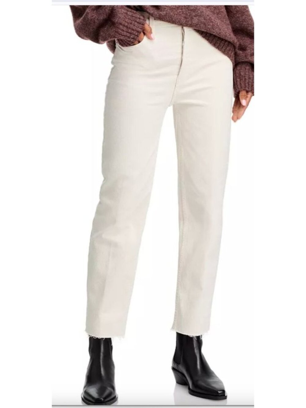 RE/DONE 70s Stove Pipe High Rise Straight Ankle Jeans in Vintage White 25